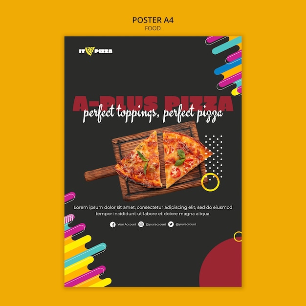 Poster di pizza deliziosa design piatto