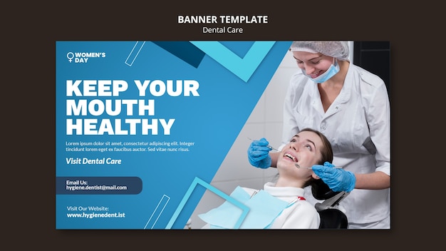 Flat design dental care banner template