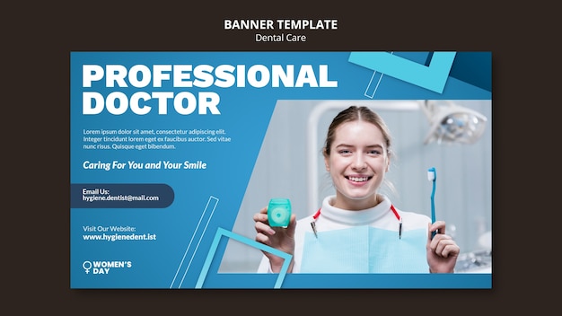 Flat design dental care banner template