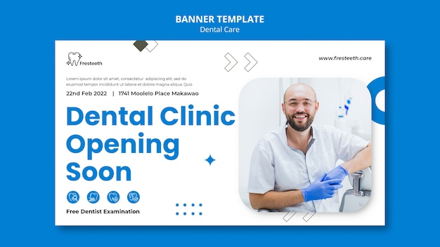 Free PSD flat design dental care banner template