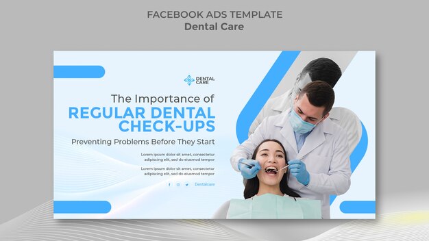フラットなデザインの歯科医療 Facebook テンプレート