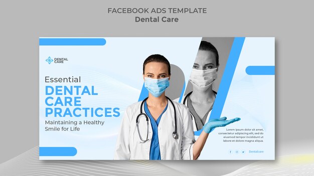 フラットなデザインの歯科医療 Facebook テンプレート