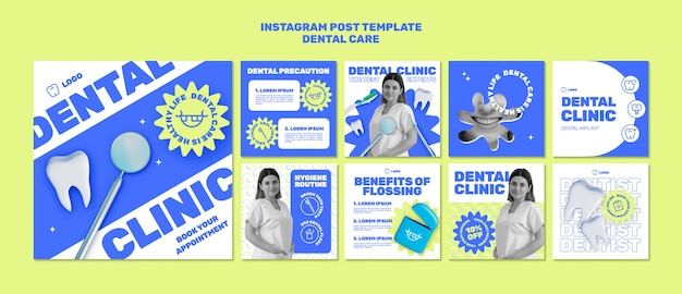 PSD gratuito post instagram per cure odontoiatriche dal design piatto