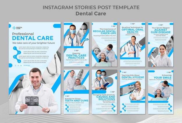 flat design dental care  instagram stories