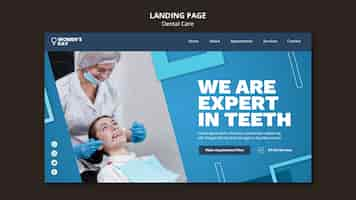 Free PSD flat design dental care lading page template