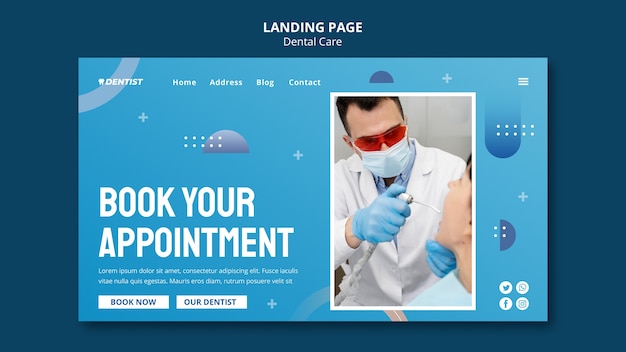 Free PSD flat design dental care lading page template