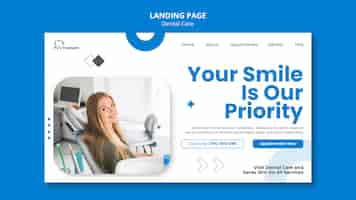 Free PSD flat design dental care lading page template