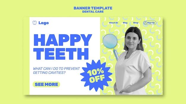 Free PSD flat design dental care landing page