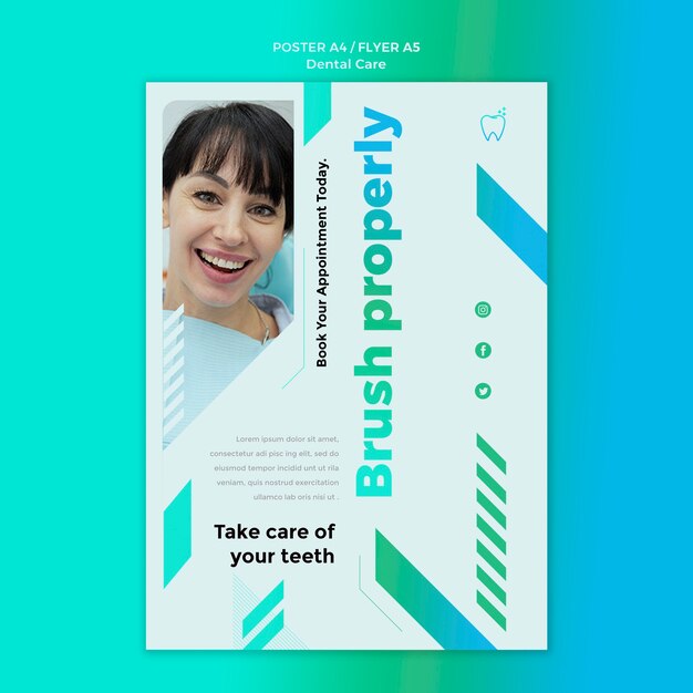 Flat design dental care template