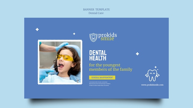 Free PSD flat design dental care template