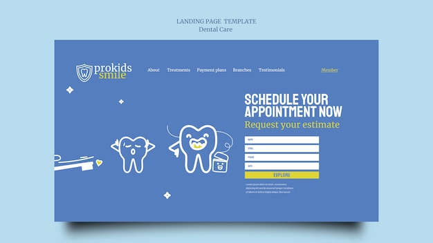 Free PSD flat design dental care template