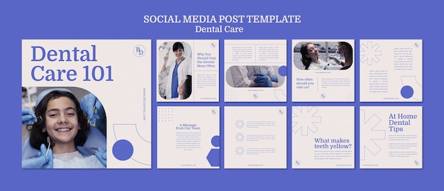 Free PSD flat design dental care template