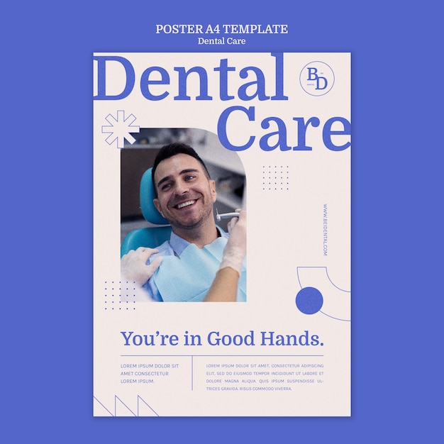 Free PSD flat design dental care template