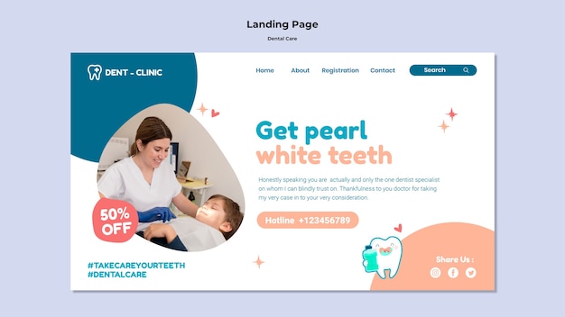 Free PSD flat design dental care template