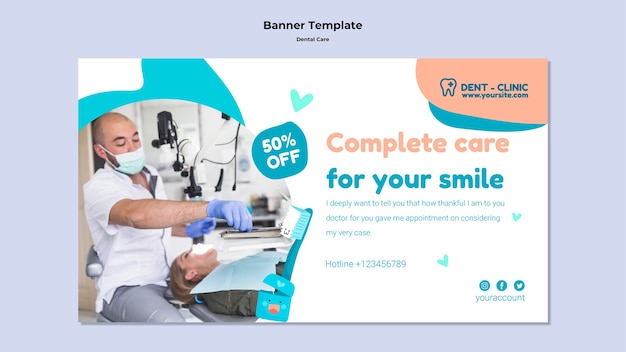 Flat Design Dental Care Template Free PSD Download