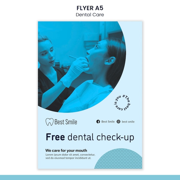 Free PSD flat design dental care template