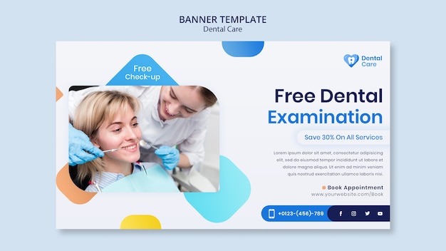 Free PSD flat design dental care template