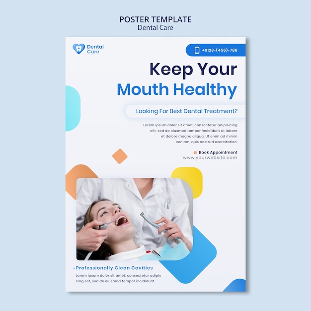 Free PSD flat design dental care template