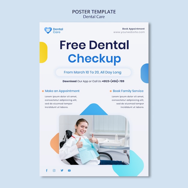 Free PSD flat design dental care template