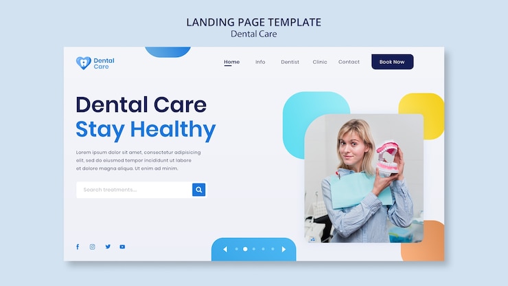 無料PSD フラットデザインの歯科治療テンプレート