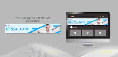 Free PSD flat design dental care youtube banner