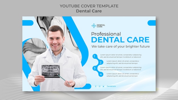 Flat design dental care YouTube cover – Free PSD download