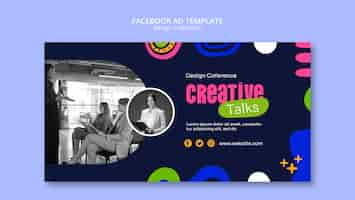 Free PSD flat design design conference facebook template