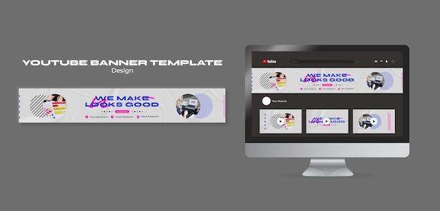 PSD gratuito banner youtube studio design design piatto