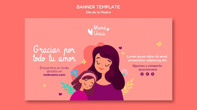 Flat design dia de la madre banner template