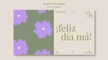 Free PSD flat design dia de la madre banner template