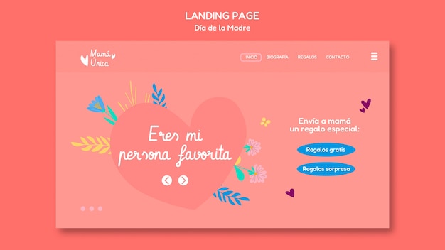 Flat design dia de la madre landing page template