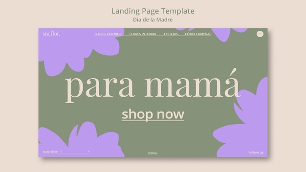 Free PSD flat design dia de la madre landing page template