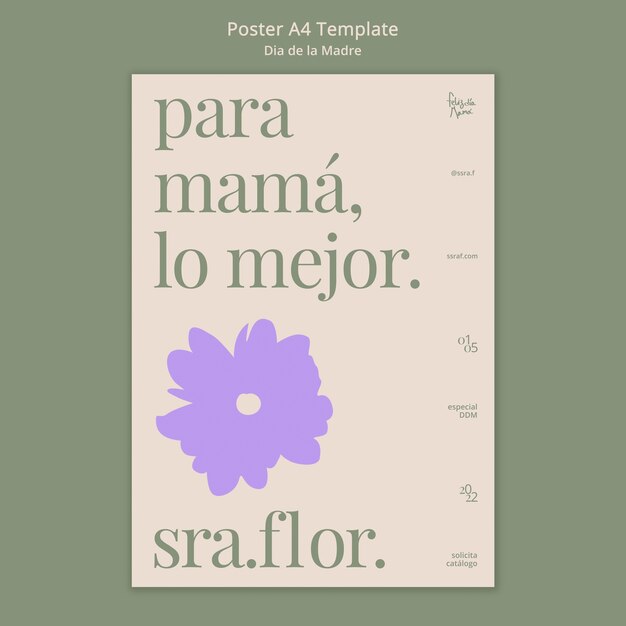flat design dia de la madre poster template