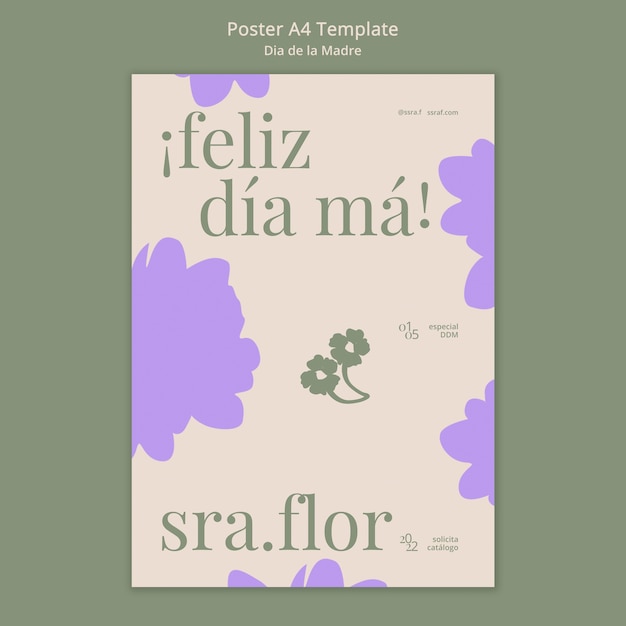 flat design dia de la madre poster template
