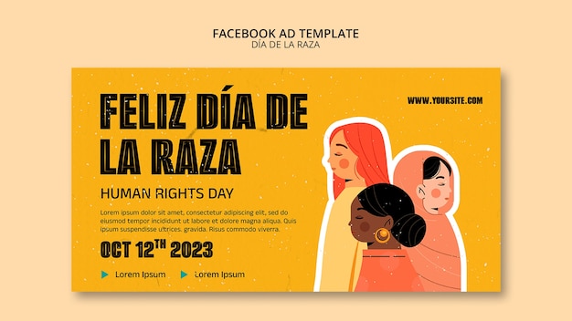 Free PSD flat design día de la raza celebration facebook template