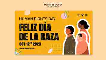 Free PSD flat design día de la raza celebration youtube cover