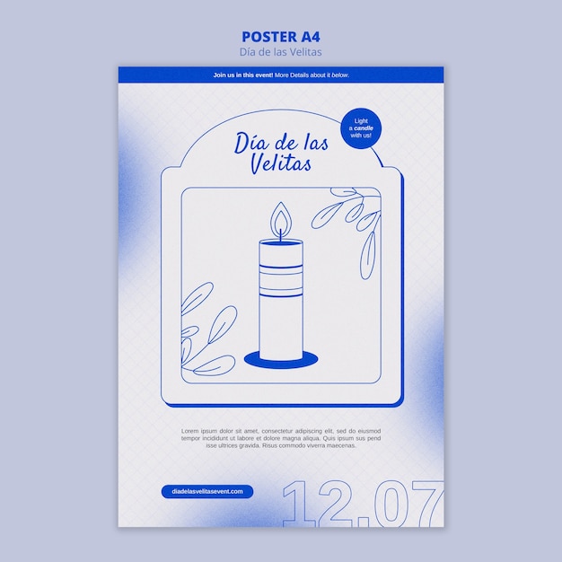 PSD gratuito modello di design piatto dia de la velitas