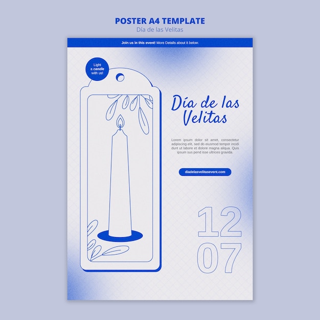 PSD gratuito modello di design piatto dia de la velitas