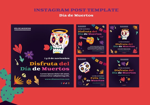 Flat design dia de muertos  template