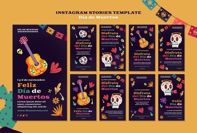 Flat design dia de muertos  template