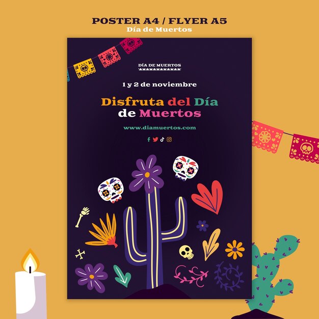 Flat design dia de muertos  template