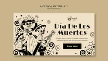 Free PSD flat design dia de muertos template