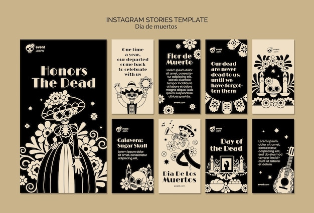 Flat design dia de muertos template