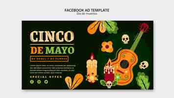 Free PSD flat design dia de muertos template