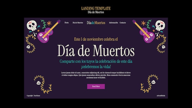 Free PSD flat design dia de muertos  template