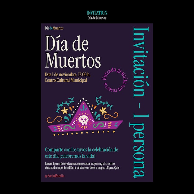 無料PSD フラットなデザインの dia de muertos テンプレート