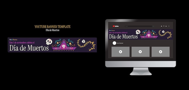 フラットなデザインの dia de muertos テンプレート