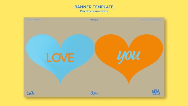 無料PSD フラットデザインdiadosnamoradosバナーテンプレート
