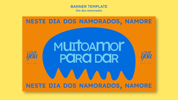 Free PSD flat design dia dos namorados banner template