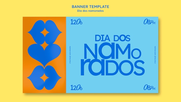 PSD gratuito modello di banner design piatto dia dos namorados